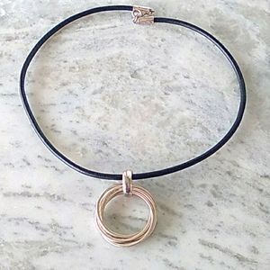 Silpada Jewelry Pendant And Leather Necklace